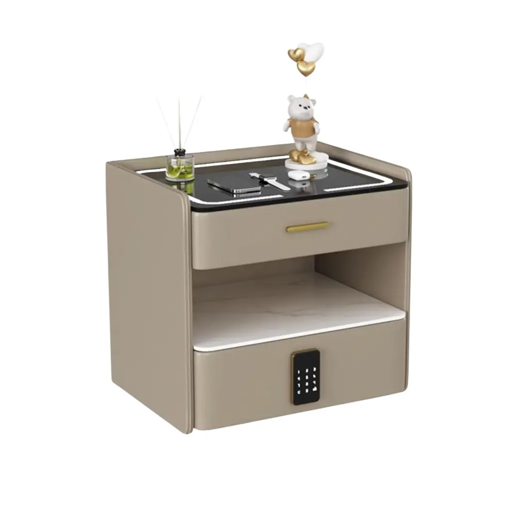 Smart Bedside Table with Light,Smart lock.4.webp