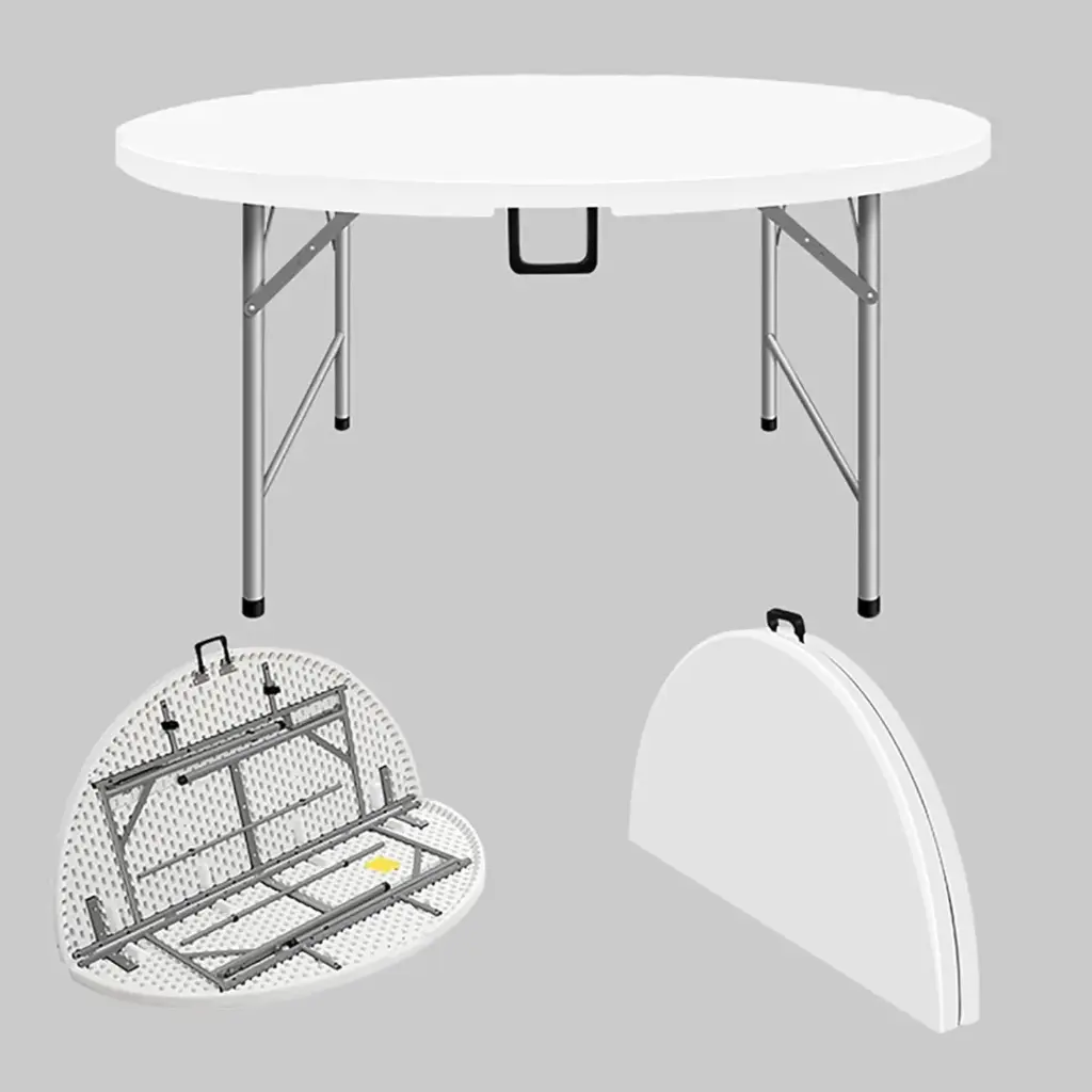 183cm Heavy-Duty Round Folding Table – 400kg Load Capacity & Portable Handle (Bianco)