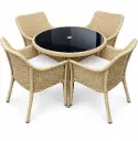 GLASS TABLE ROUND WITH 4PCS CHAIR 90*71CM  JYB-21002A