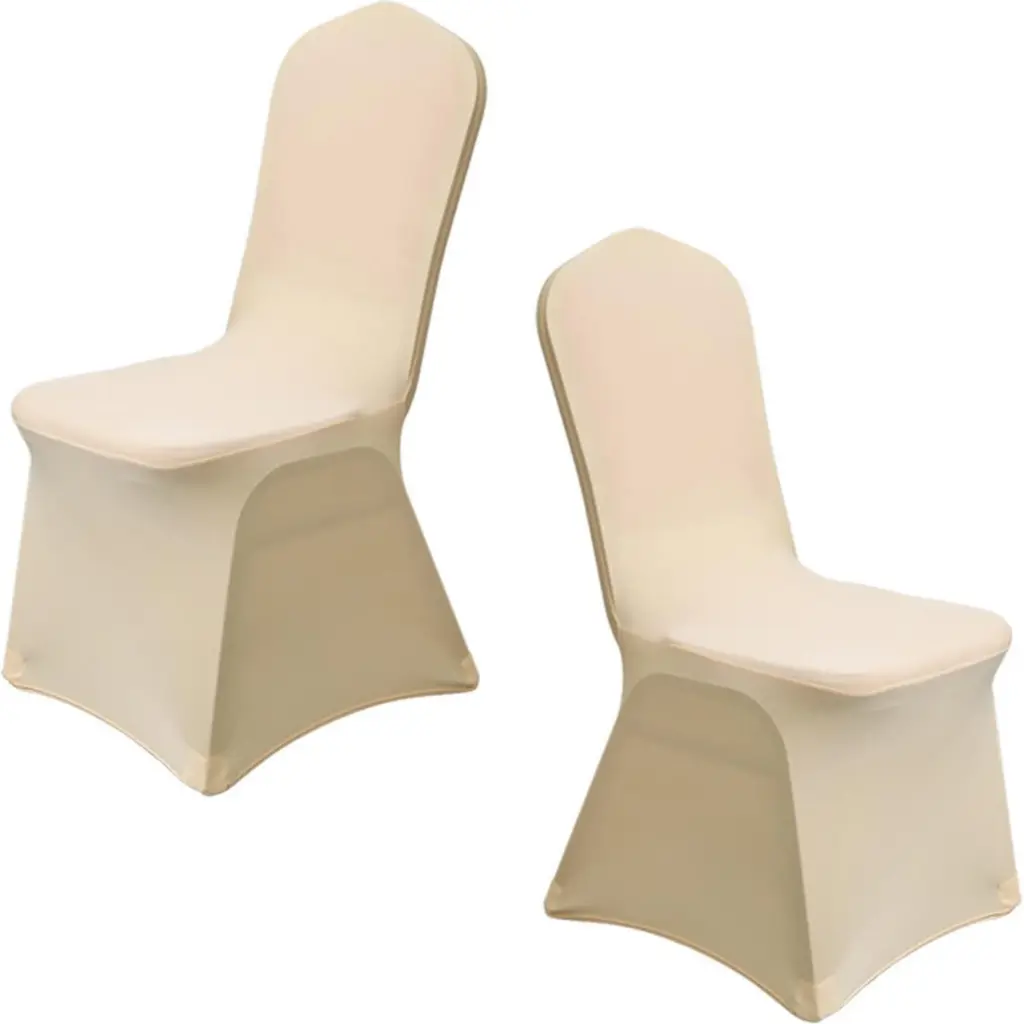 Banquet Chair Stretch Covers- White and beige.1.webp
