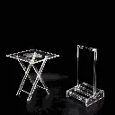 Acrylic 4 Square Classic Design Coffee Tables with Stand Set.1.webp