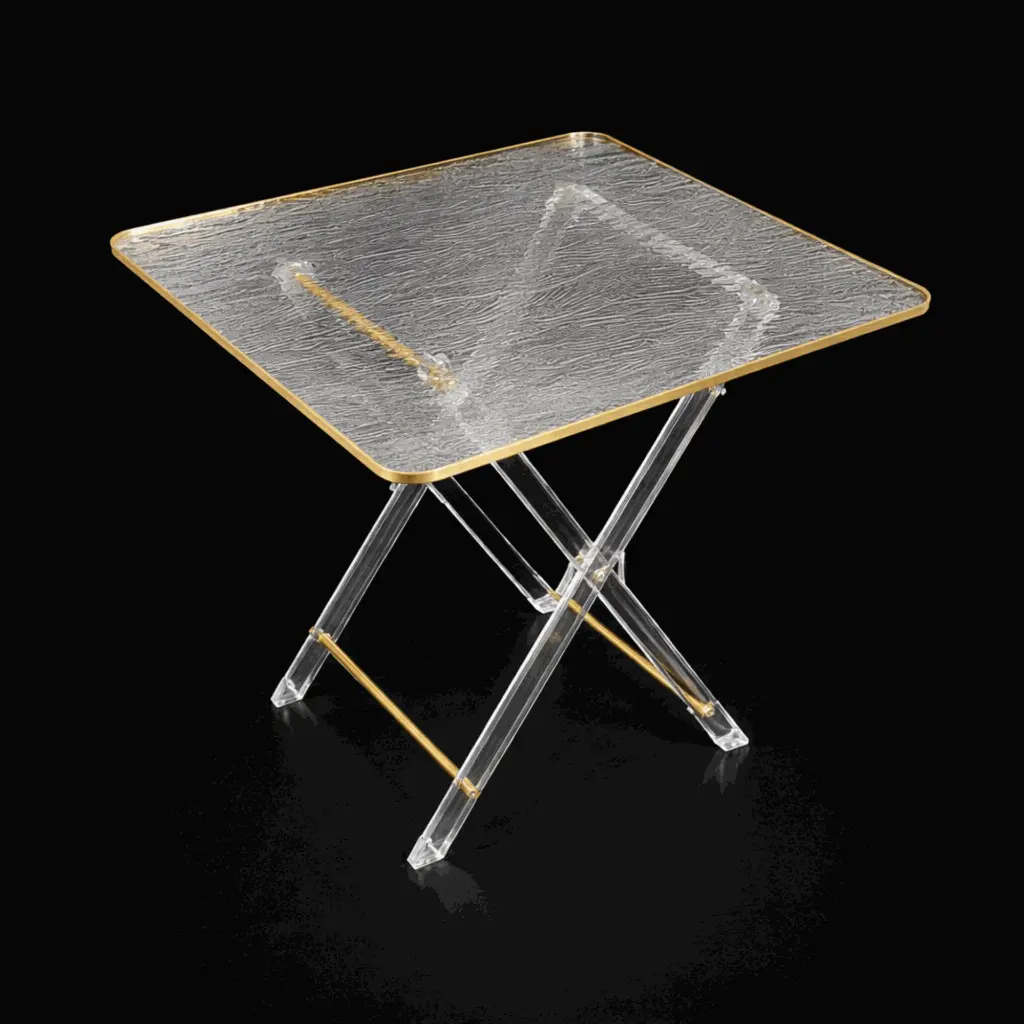 Acrylic 4 Square Classic Design Coffee Tables with Stand Set.1.webp