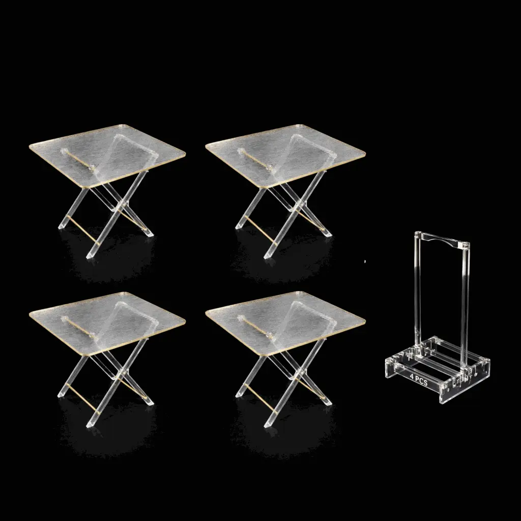 Acrylic 4 Square Classic Design Coffee Tables with Stand Set..webp