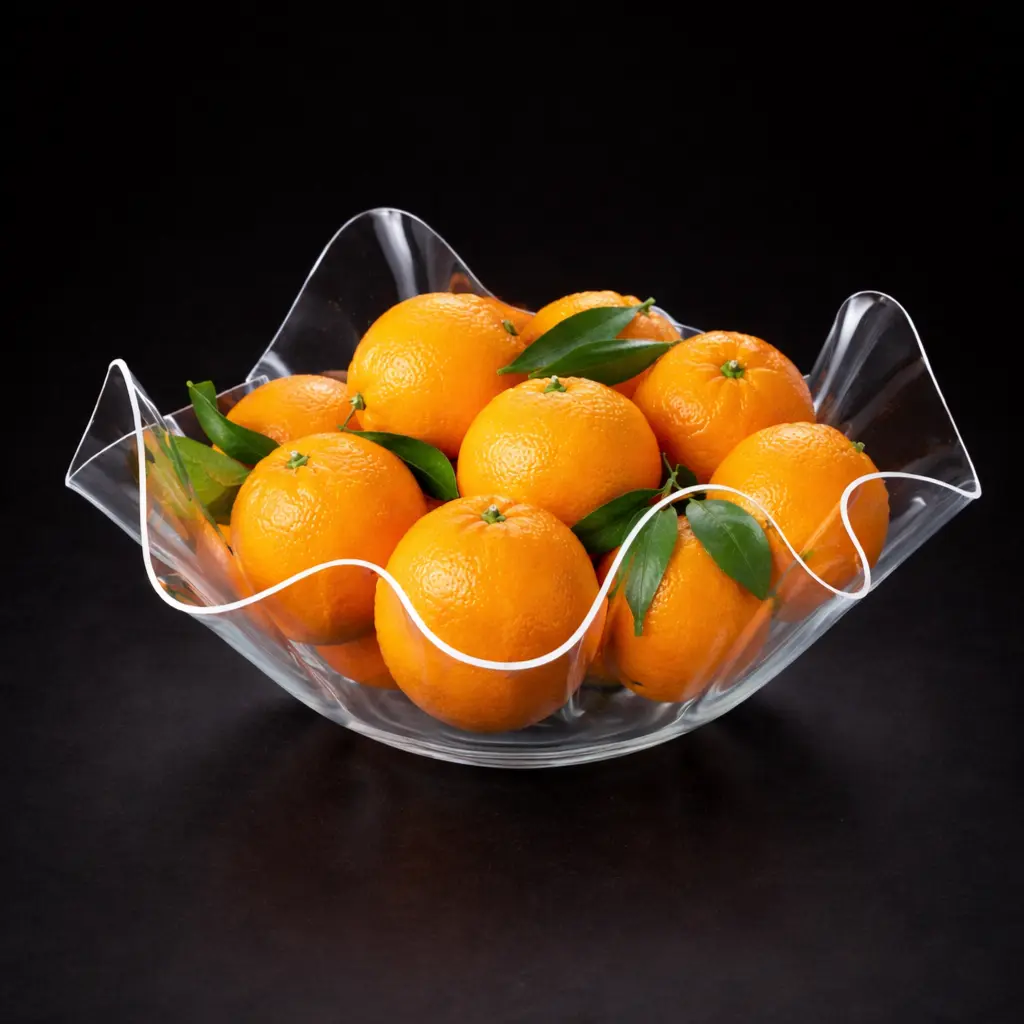 Vague Acrylic Rectangular Fruit Bowl Clear 30cm..webp