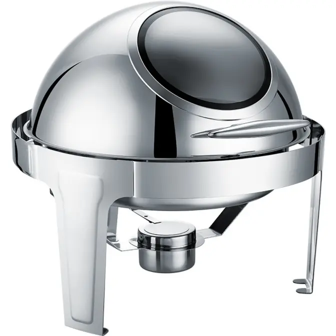 Round Stainless Steel Chafing Dish with Roll-Top Lid..webp