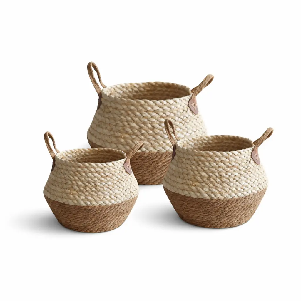 STRAW BASKET 30,36,39CM 3PCS/SET