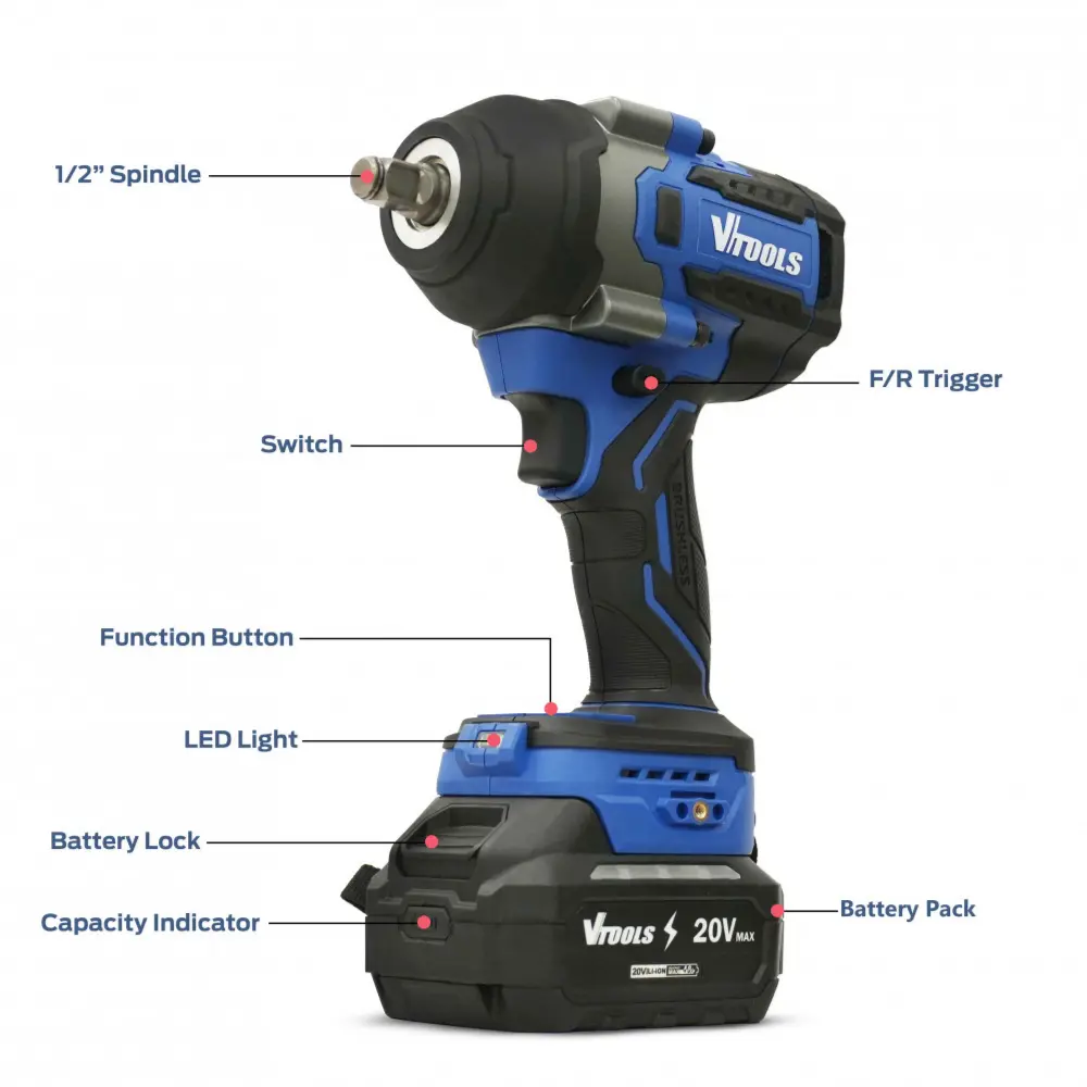 VTOOLS 20V Cordless Brushless Impact Wrench 850Nm.webp