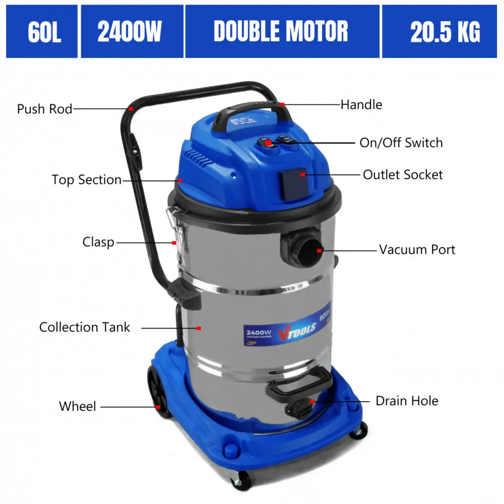 VTOOLS 60L Wet and Dry Vacuum Cleaner 2400W..webp