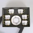 Luxury 12-Piece Porcelain Cup & Saucer Set – Elegant White with Gold Accents