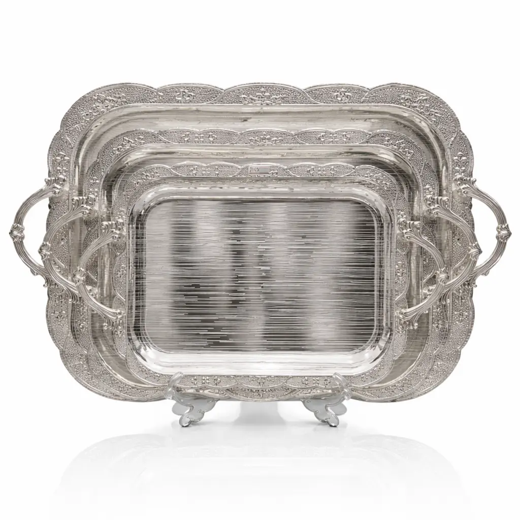 SERVING TRAY SILVER 3PCS/SET (HY25-0098-64)