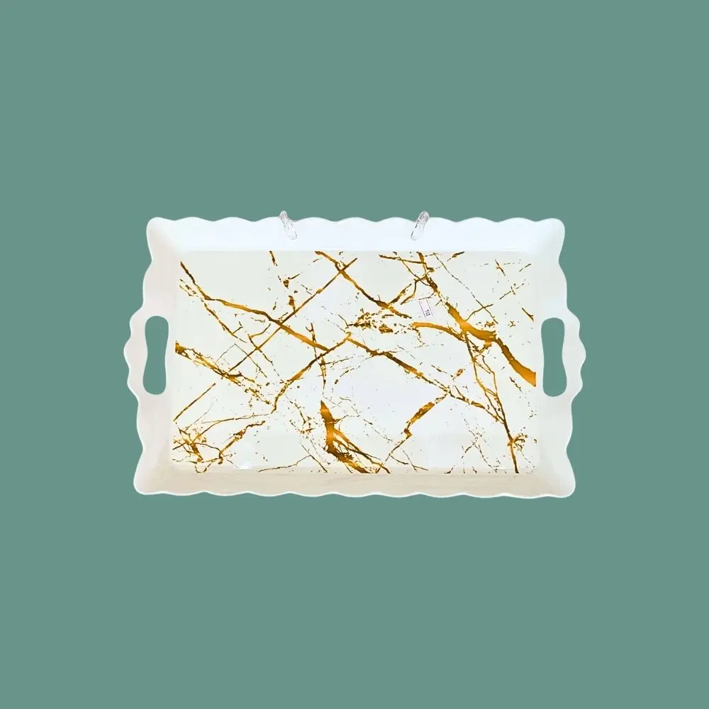 MELAMINE TRAY 24*38CM GOLD DESIGN
