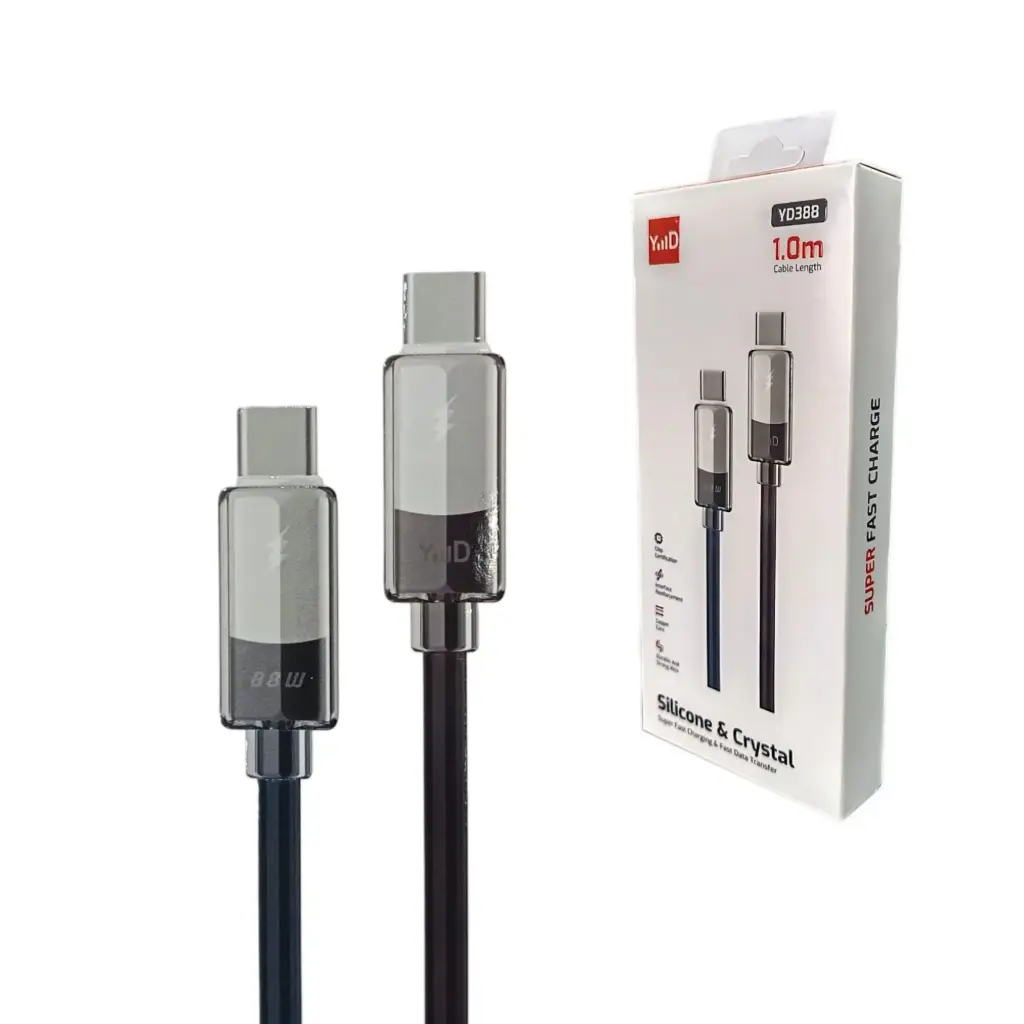SLIICONE & CRYSTAL 88W FAST CHARGE DATA CABLE YD388 C-C