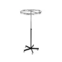 Professional Round Garment Rack (180cm Height) – Chrome Top Ring & Mobile Swivel Wheels