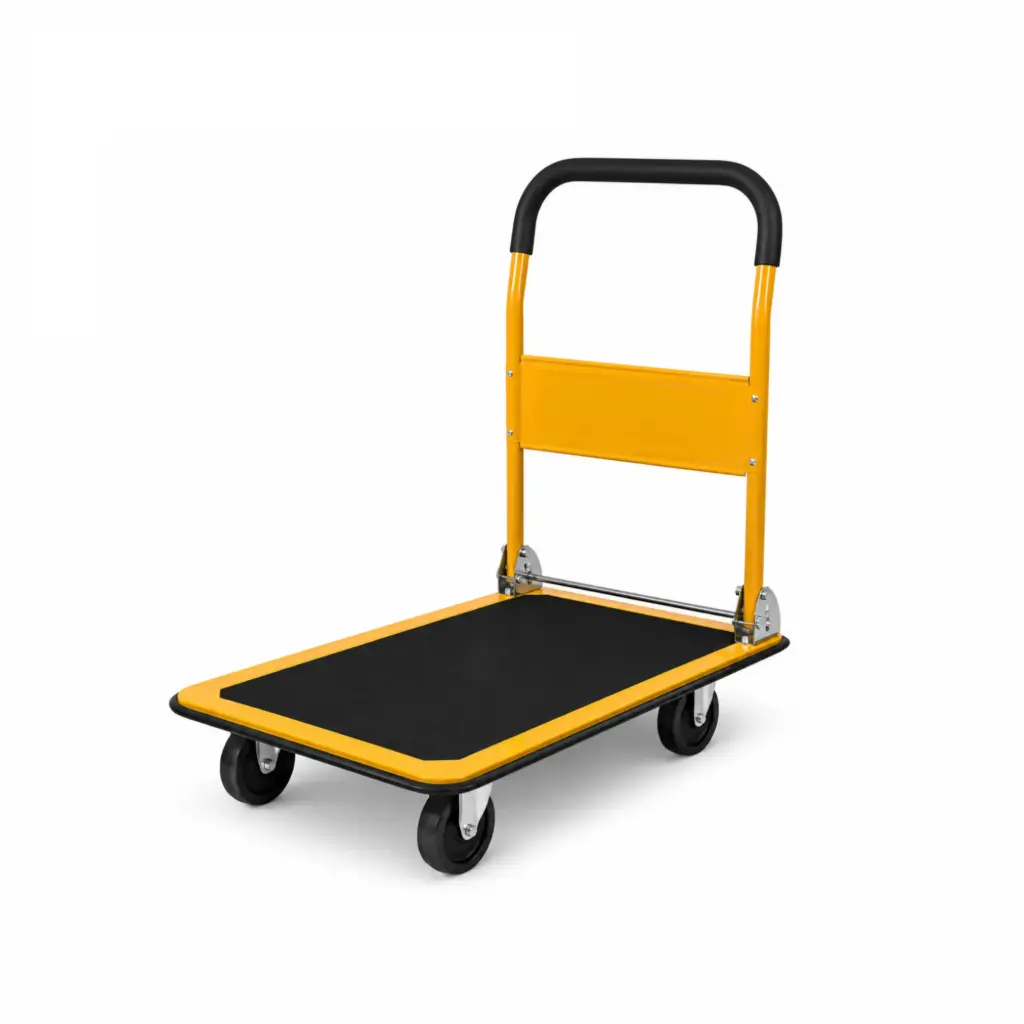 4 WHEEL TROLLEY FULL STEEL YELLOW HD 150KG