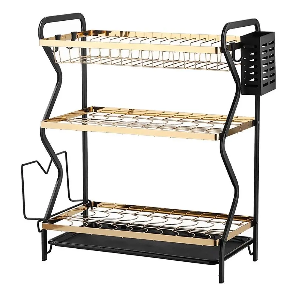 SS GOLD DISH RACK 3LAYER