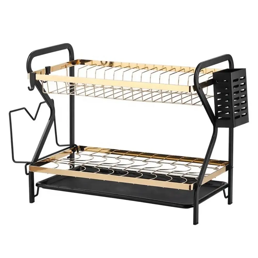 SS GOLD DISH RACK 2LAYER