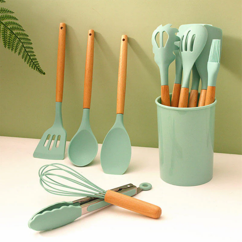 12 Pcs Silicone Cooking Utensils Kitchen Utensil Set (Assorted color) - Heat Resistant Non-Toxic BPA Free