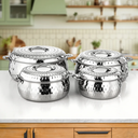 Premium 4-Piece Double-Lock Stainless Steel Hot Pot Set – Silver
