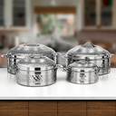 Zahra Collection 4-Piece Engraved Hot Pot Set – Mirror Finish with Side Locks