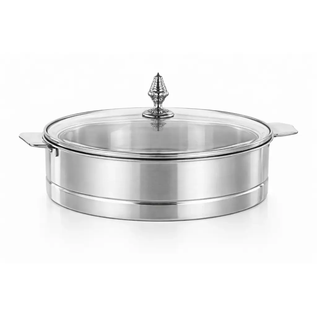 Lara Collection Stainless Steel Hot Pot with Glass Lid – 40cm