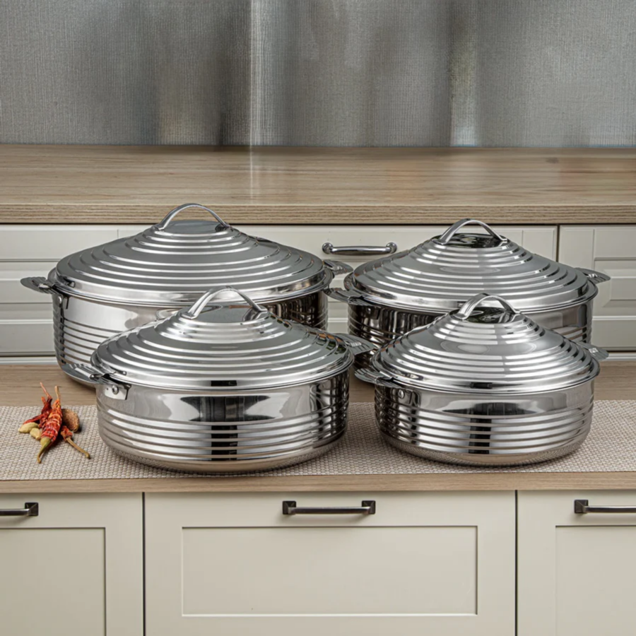 Royal Collection 4-Piece Premium Stainless Steel Hot Pot Set – Silver (H23P4)
