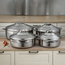 Royal Collection 4-Piece Premium Stainless Steel Hot Pot Set – Silver (H23P4)
