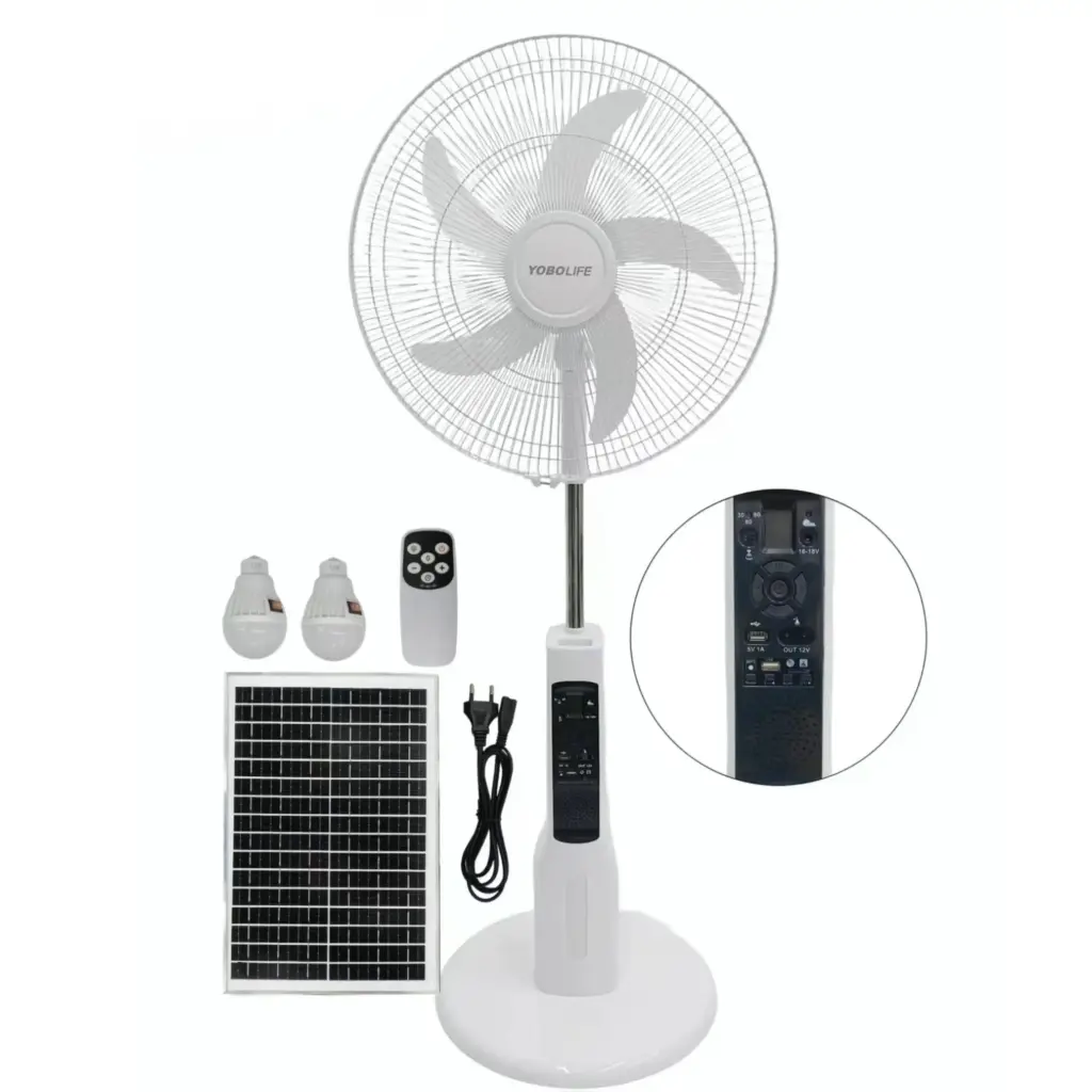 MULTI-FUNCTIONAL SOLAR STAND FAN 16"(HY25-0117-8) WITH REMOTE