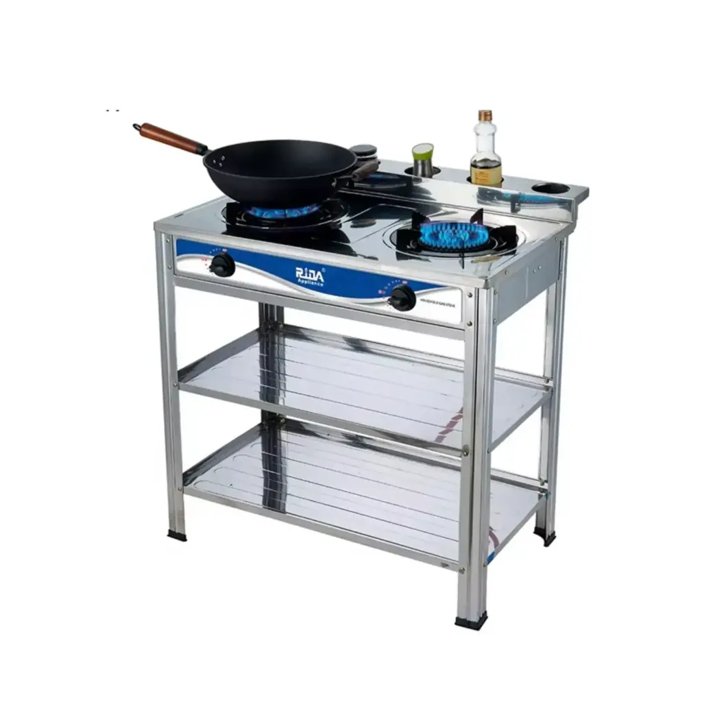 STAND GAS STOVE 2 BURNERS S/STEEL