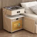 Modern Off-White Smart Bedside Table (55cm) – 3 Drawers, Digital Security Lock & Wireless Charging