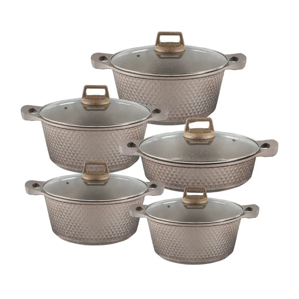 NON STICK COOK WARE 10 PCS/ SET  GRAY/BLACK.