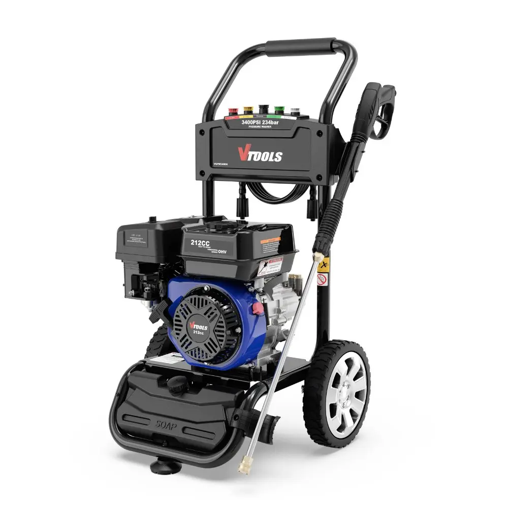 GASOLINE PRESSURE WASHER 234 BAR / 212CC,3400PSI AR PUMP VGPW3400H