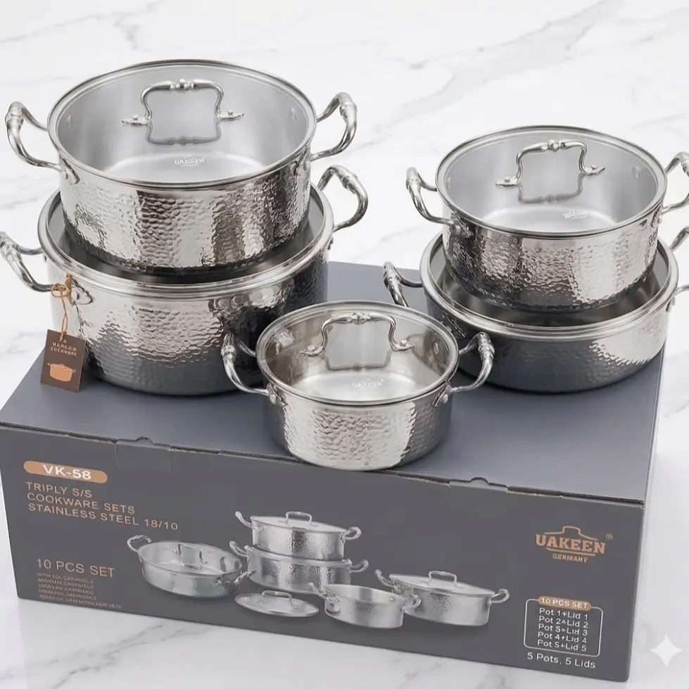 SS COCKWARE 3-LAYER SLIVER 
20-24-28-28-32CM 10PCS/SET (HY1120-20756-4)       