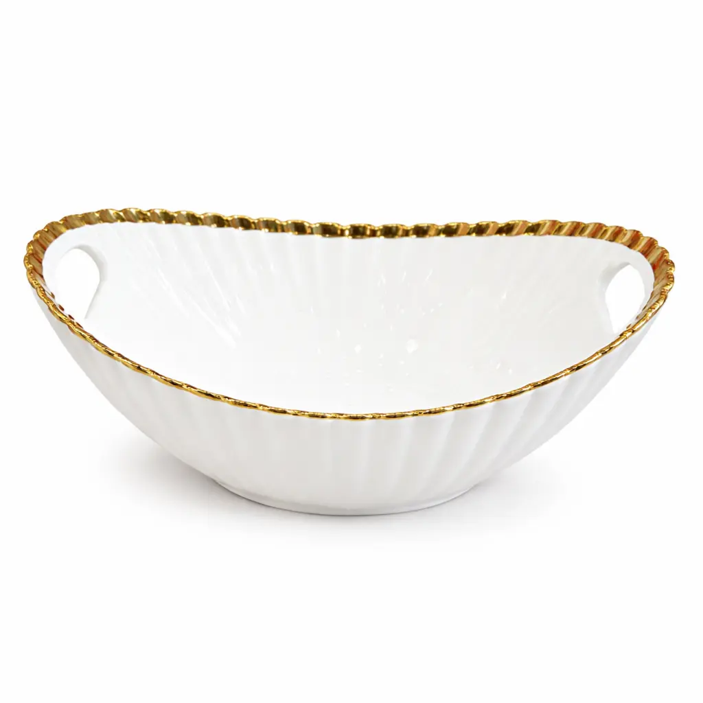 CERAMIC OVAL BOWL GOLD RIM 13" (2511-16001-24-33)