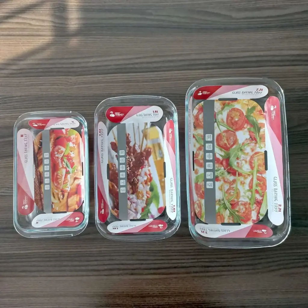 GLASS SQUARE TRAY SET 1.6L/3L/4L