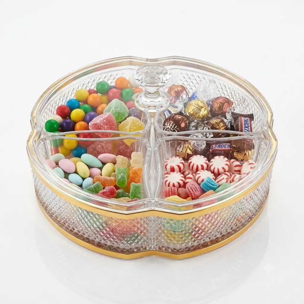 DELUXE CANDY BOX LARGE WITH 4 BOWL ROUND TG (6626VT)