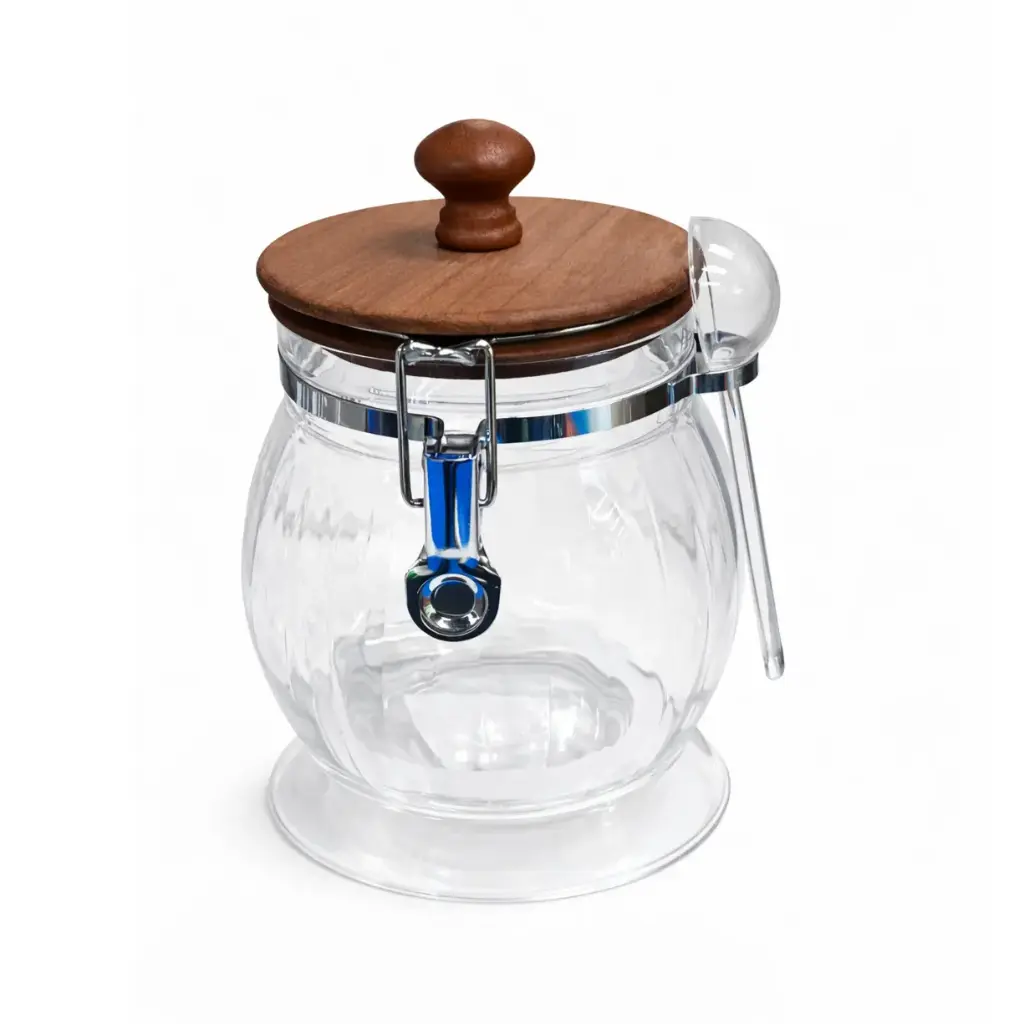 ACRYLIC STORAGE JAR WITH SPOON 12*18CM YM2-2536D