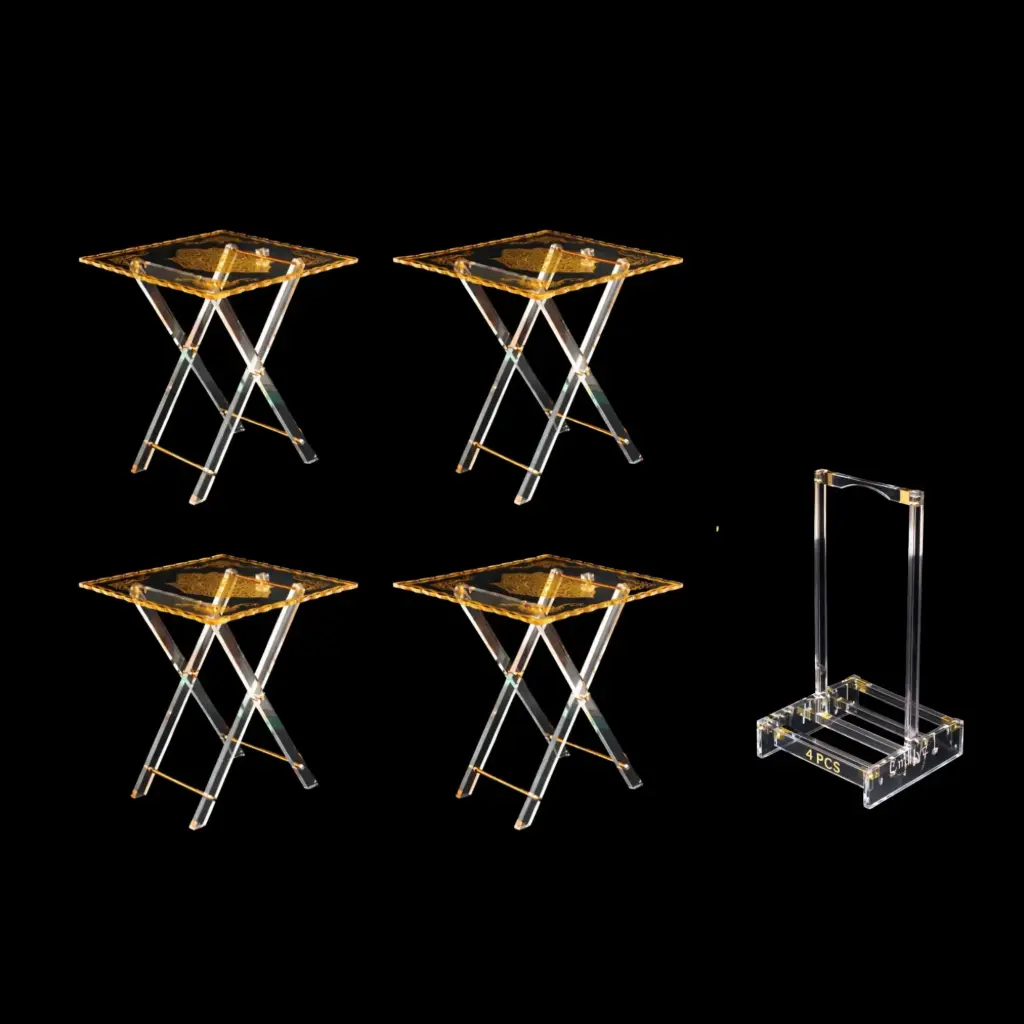 ACRYLIC TABLE 4PCS/SET GOLD (HY250182-17015-1)