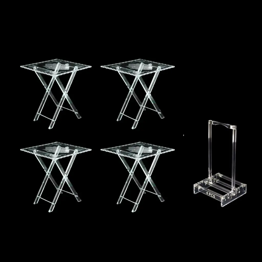 ACRYLIC TABLE 4PCS/SET SLIVER (HY250182-17015-2)