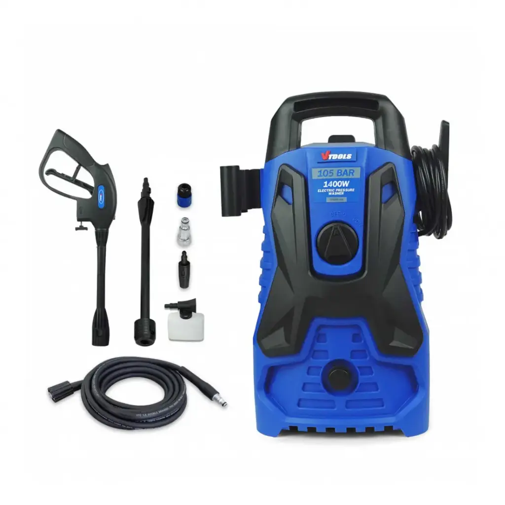 ELECTRIC HIGH PRESSURE WASHER 105 BAR 1400W-ALUMINUM WIRE 