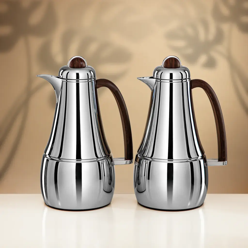 ALMARJAN VACUUM FLASK SET 1L + 1L SILVER & DARK WOOD  FG825AB-100 C/DW