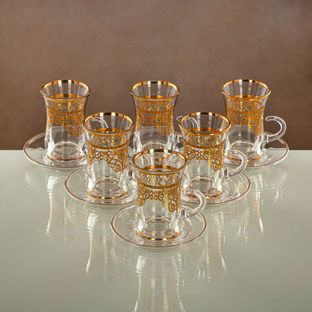 12 PCS TEA CUP & SAUCER 1496BJ-0001P-YCS-GLD
