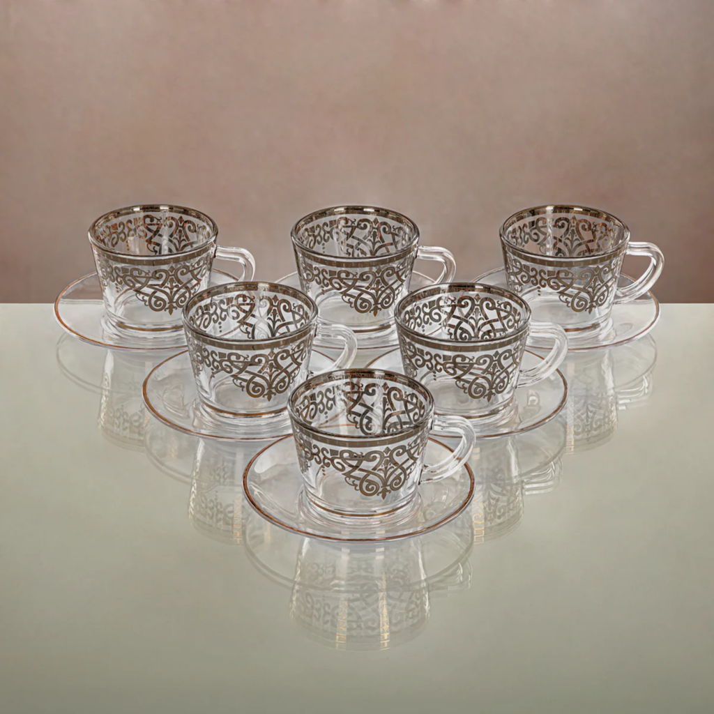 12 PCS TEA CUP & SAUCER 1469B-0011P-YCS-SIL