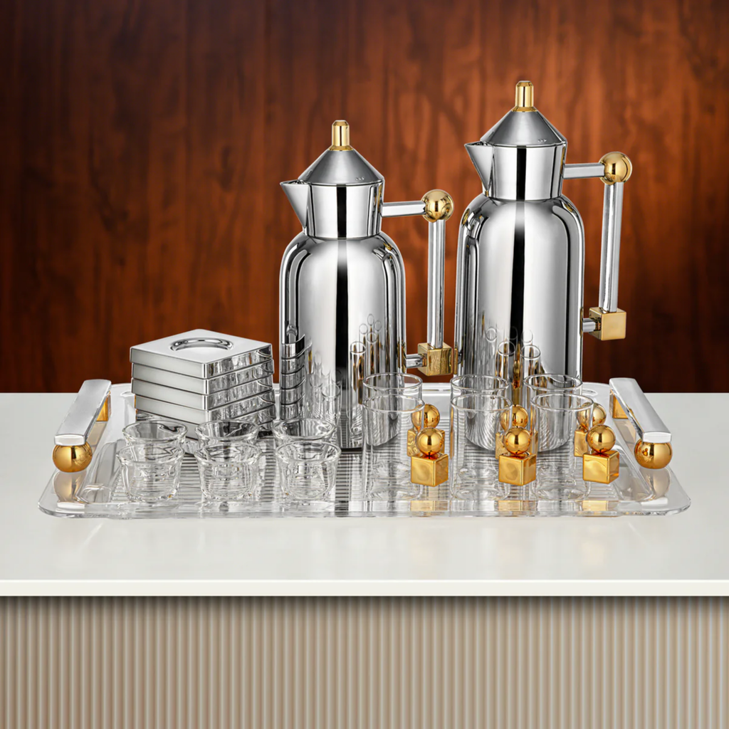 ALMARJAN TEA & COFFEE SET 21 PIECES SILVER & GOLD