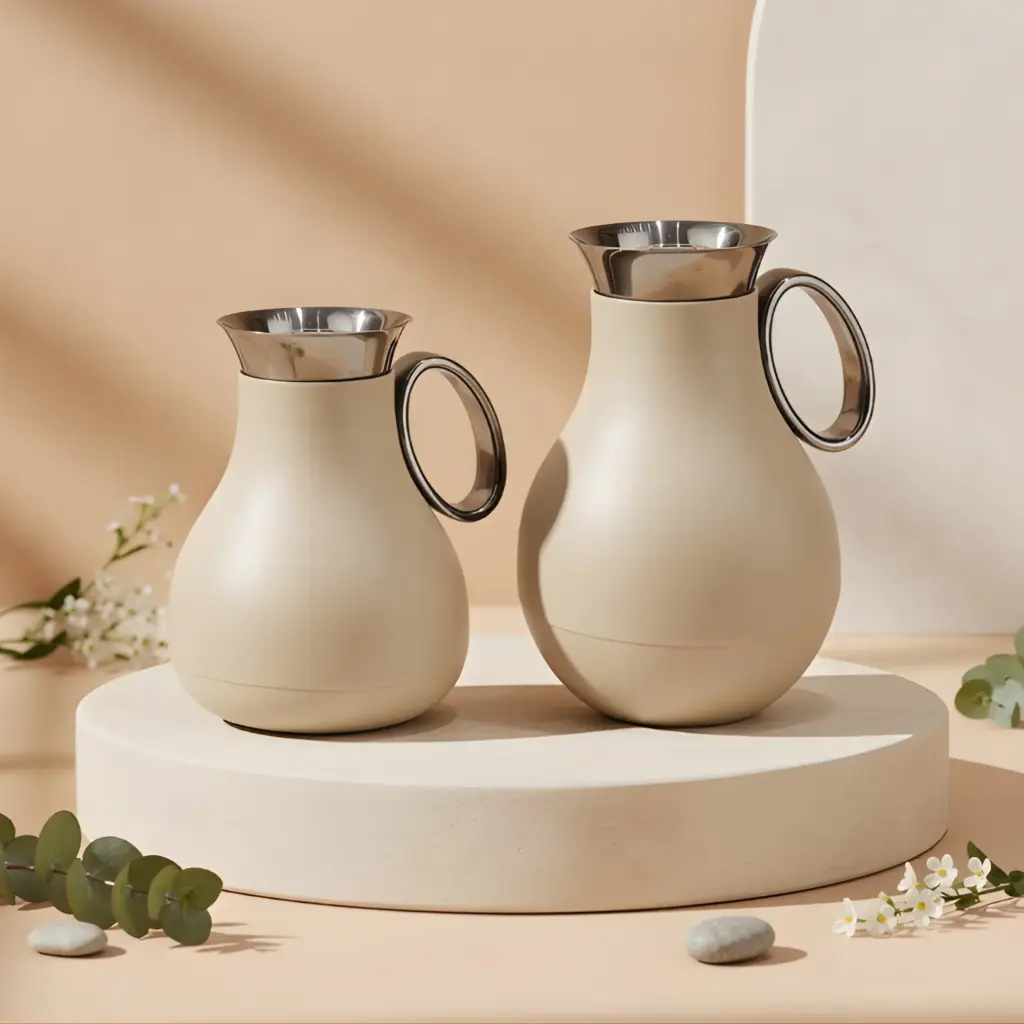 VACUUM FLASK SET – 2 PIECES (0.5 L & 1.0 L) – RZ1821-LIGHT BROWN