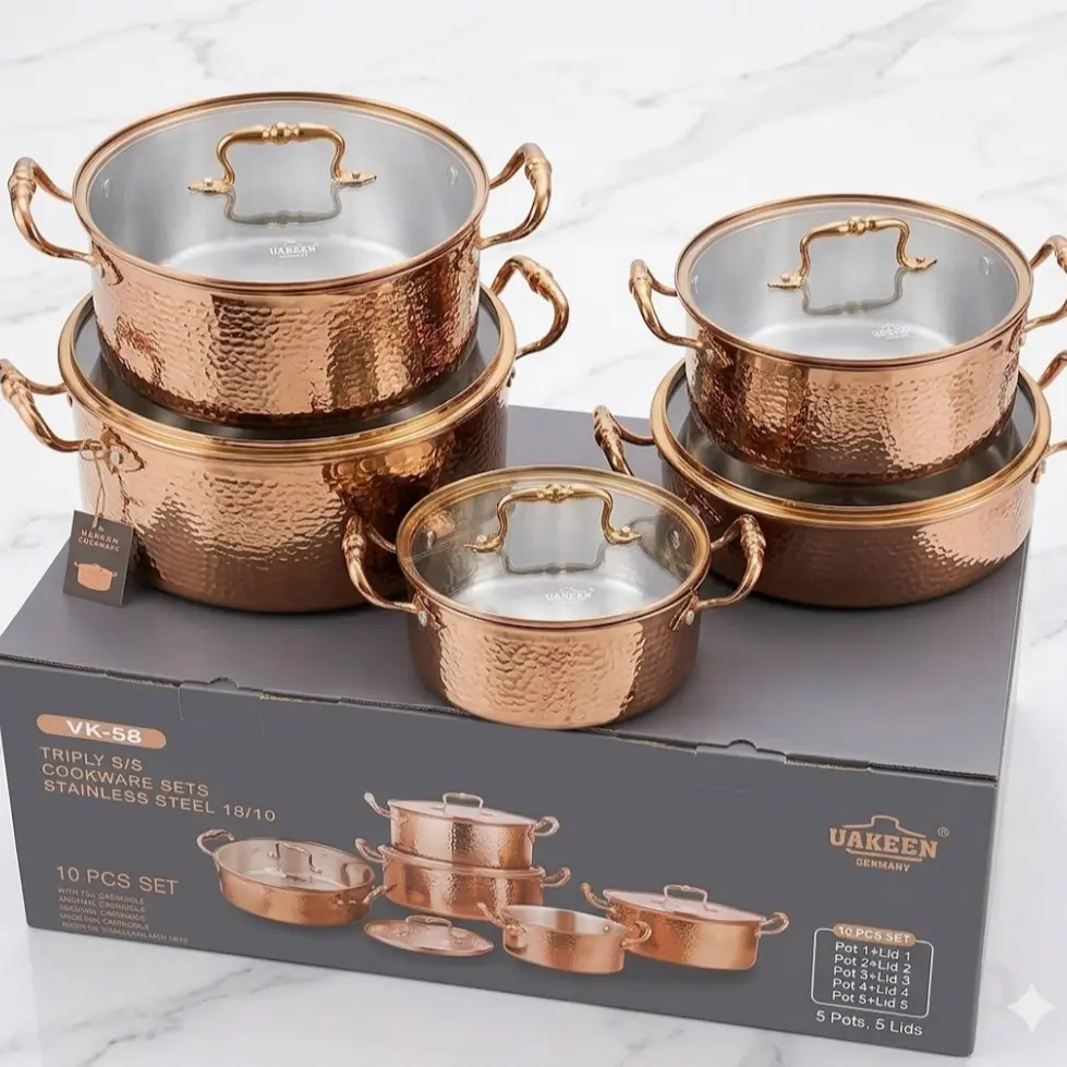 STAINLESS STEEL COOKWARE POTS GOLD 5PCS/SET