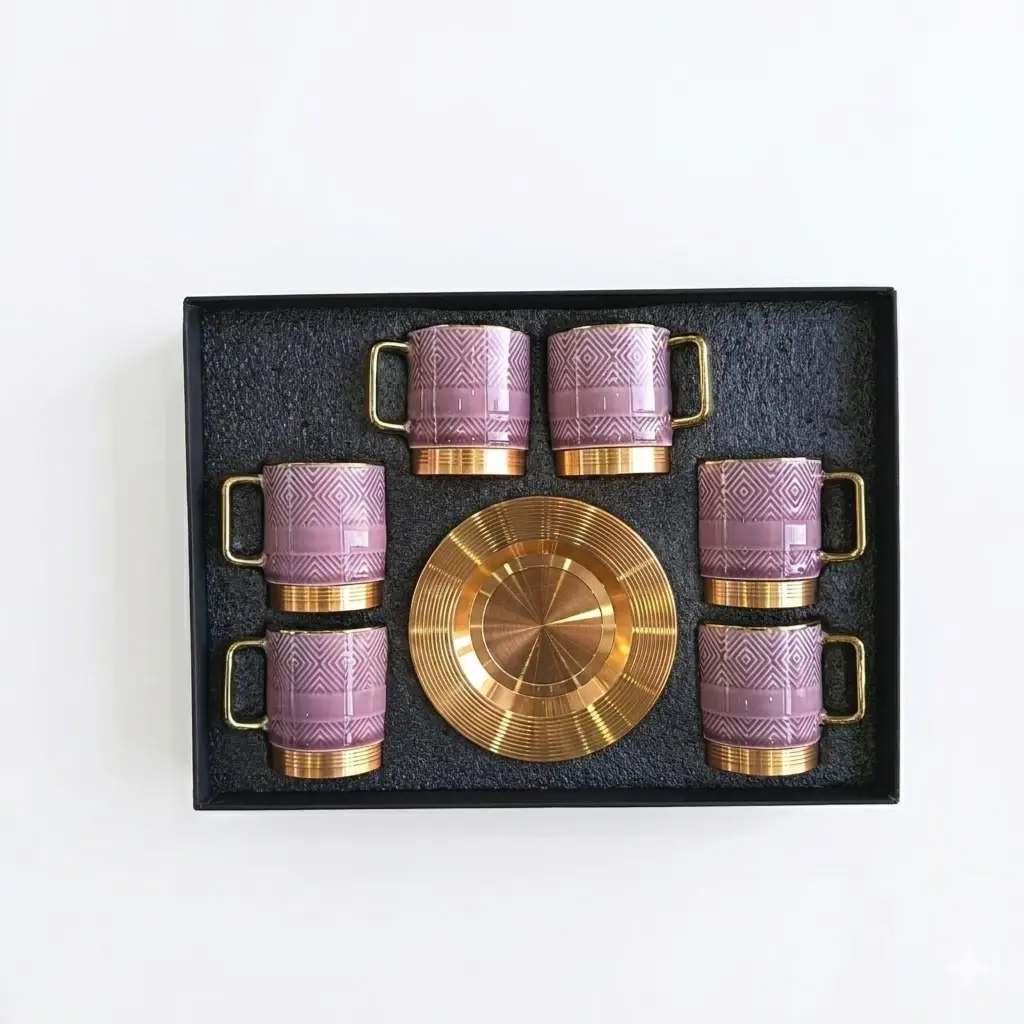 طقم أكواب وصحون سيراميك 12 قطعة