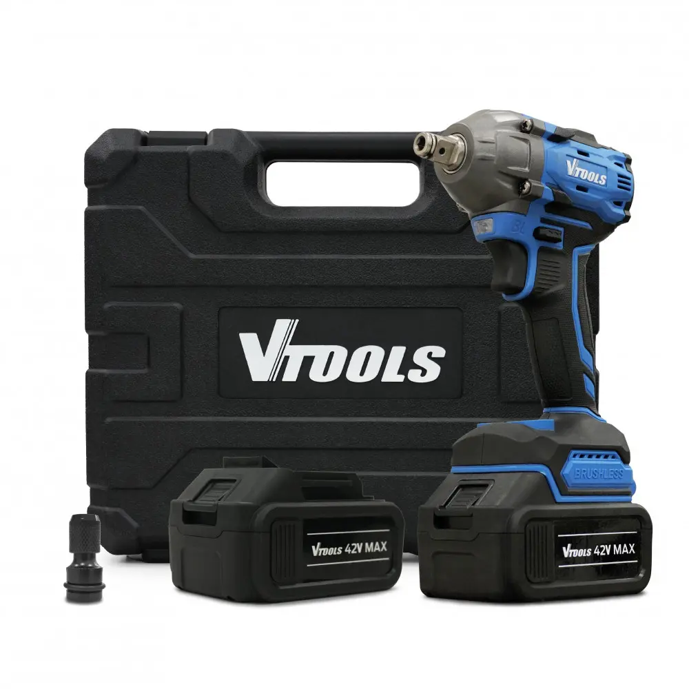 42V BRUSHLESS IMPACT WRENCH WITH 2 3.0 AH BATTERIES AND BMC VTOOLS