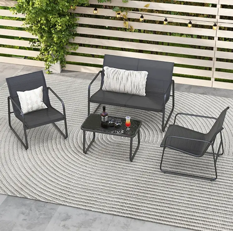 OUT DOOR TABLE AND CHAIR SET TX-F005
GW:25KG
COLOR：Dark Gray (HY26-0098-2-5)