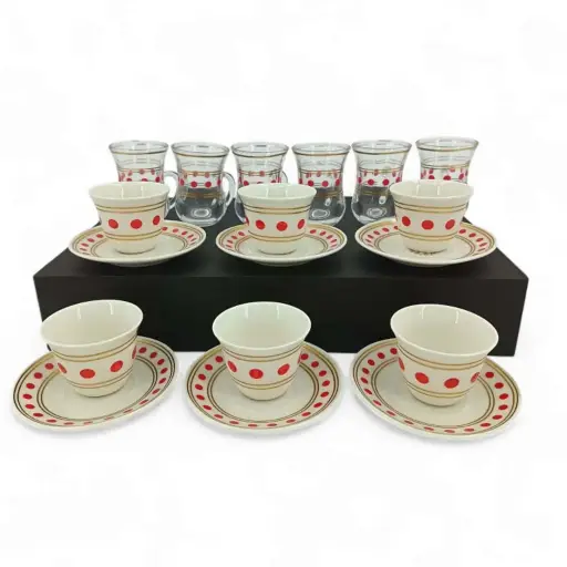 [6900123060001] Arabic Tea & Coffee Cup Set 18 Pieces