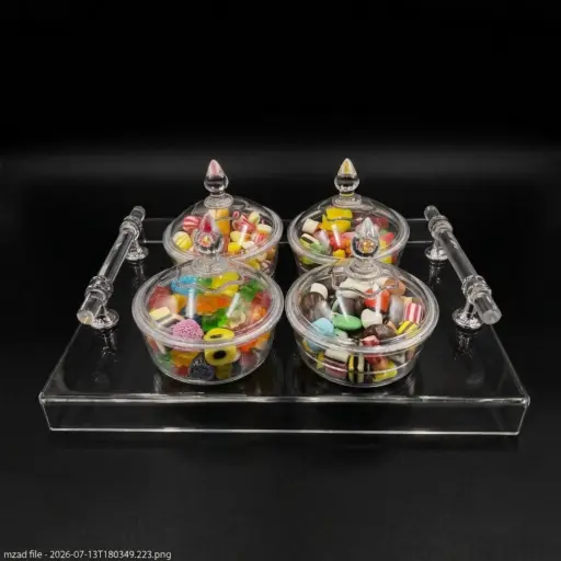 [6954250107078] ACRYLIC SERVING TRY WITH 4BOWL (HY25-0107-7)
